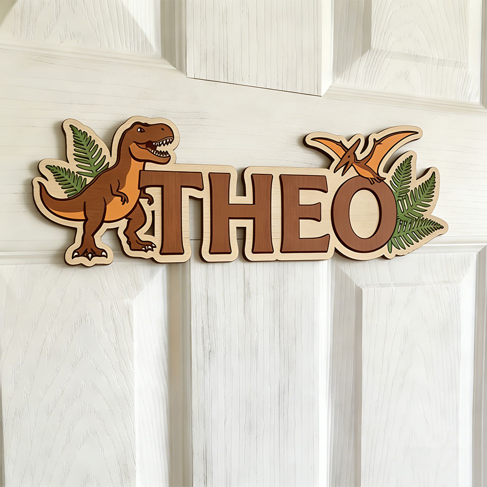Baby Gate Stairs - Personalized Dinosaur Name Sign for The